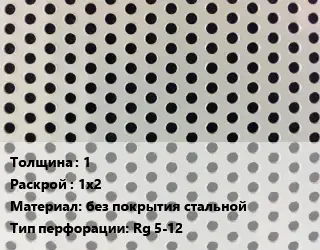 Лист перфорированный 1 1х2 без покрытия стальной Rg 5-12